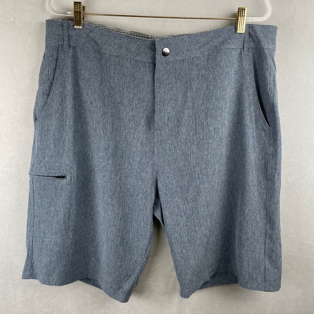 Abbot + Main Mens Hybrid Walk Shorts Blue Heathered‎ 38 Quick Dry Utility Pocket